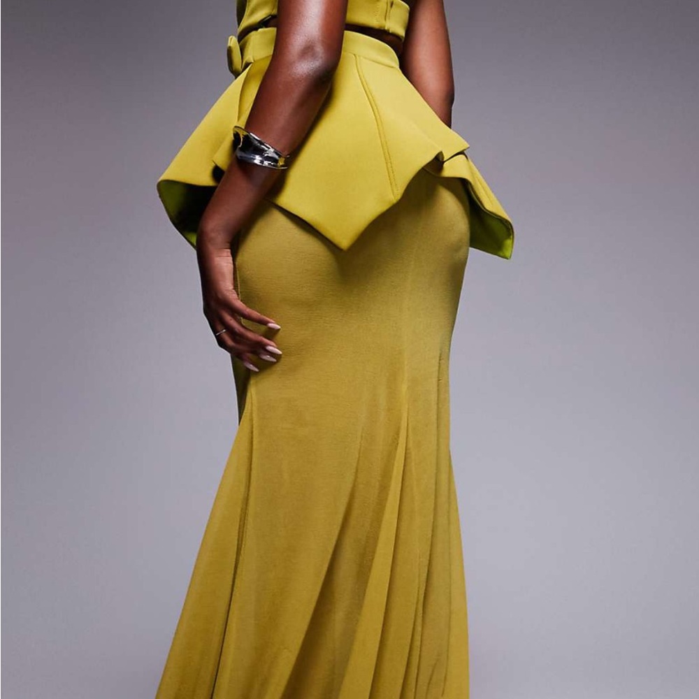 ASOS Strapless Dress in Mustard Yellow